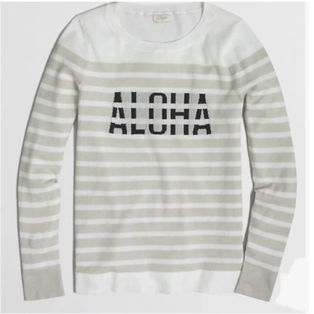 J.Crew ALOHA Long Sleeve Lightweight Crew Neck Striped Sweater, Size Small, EUC